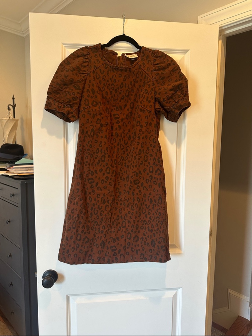 NWT Universal Thread Brown Leopard Print Puff Sleeve Mini Dress